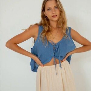 VRG GRL Linen Tie-Front Vest